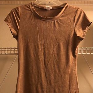 Tan Suede T-shirt Dress